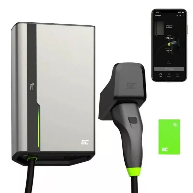 Green Cell - HabuDen Sieninis įkroviklis 22kW 32A 5m Tipo 2 elektrinėms transporto priemonėms (EV) su GC Bluetooth WiFi NFC programėle