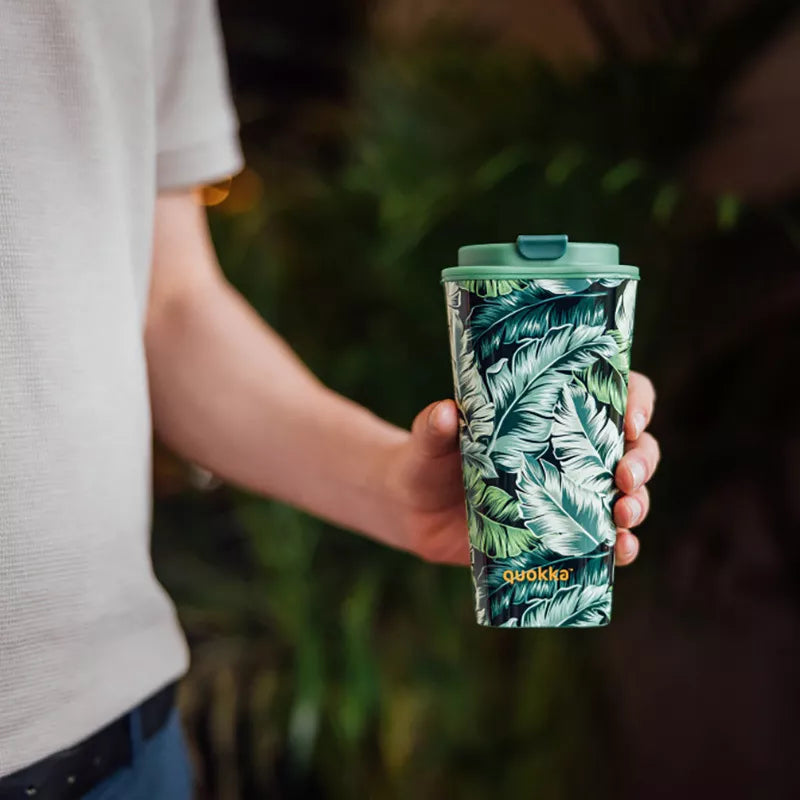 Quokka Dvigubų Sienelių Kavos Puodelis – Plastikinis puodelis su dvigubomis sienelėmis 450 ml (Džiunglės)