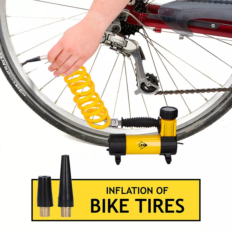 Dunlop - 12 V 100 PSI kompresorius, žarna ir antgalių rinkinys