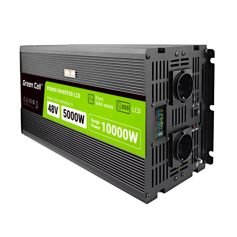 Green Cell - Maitinimo keitiklis su LCD ekranu 48V į 230V 5000W/10000W Grynos sinusės bangos