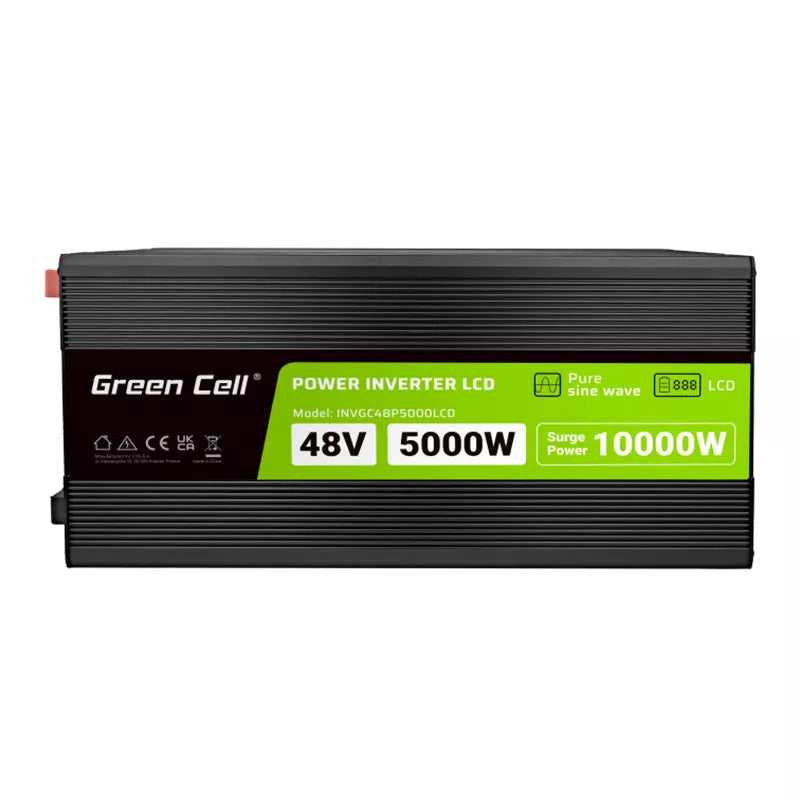 Green Cell - Maitinimo keitiklis su LCD ekranu 48V į 230V 5000W/10000W Grynos sinusės bangos