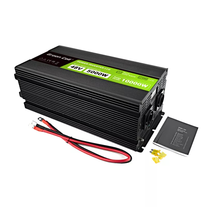 Green Cell - Maitinimo keitiklis su LCD ekranu 48V į 230V 5000W/10000W Grynos sinusės bangos