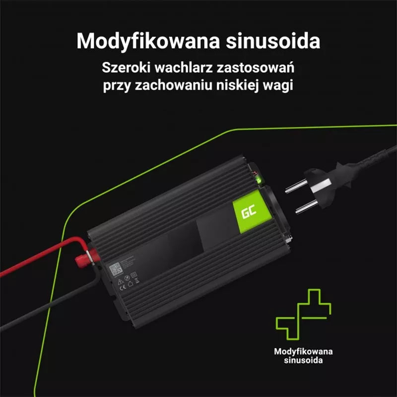 Green Cell - Įtampos keitiklis Inverteris 24V į 230V 1000W / 2000W Modifikuota sinusoidė
