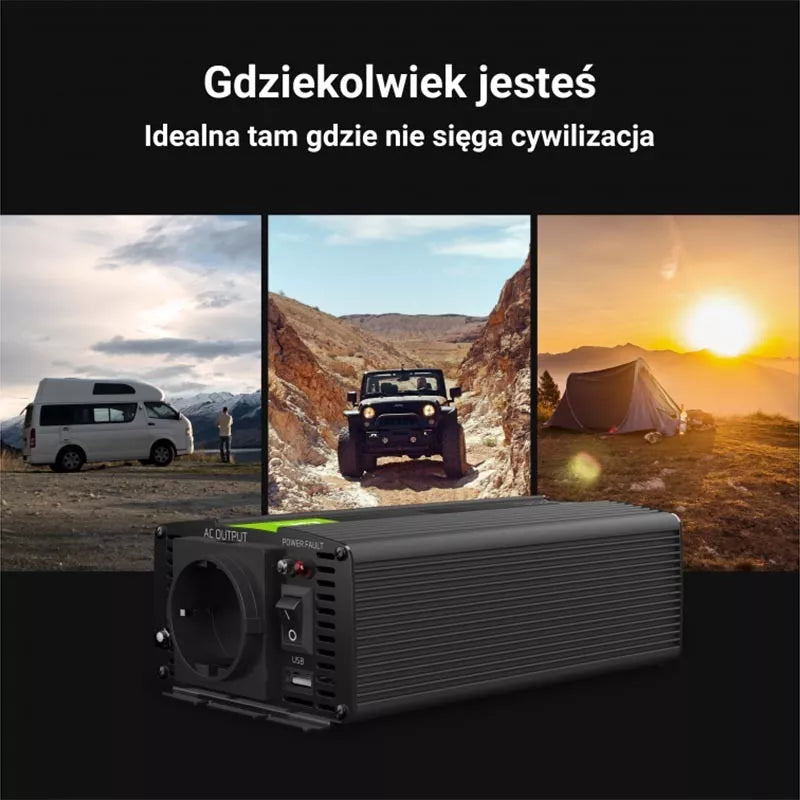 Green Cell - Įtampos keitiklis Inverteris 24V į 230V 1000W / 2000W Modifikuota sinusoidė