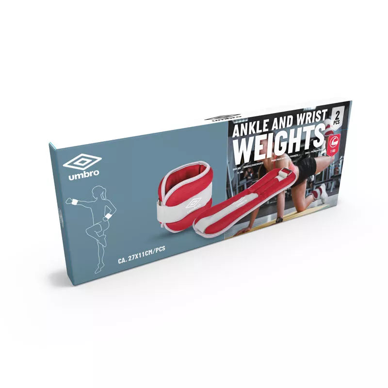 Umbro - Svorinės apyrankės čiurnoms ir riešams 2x1 kg (Raudonas)