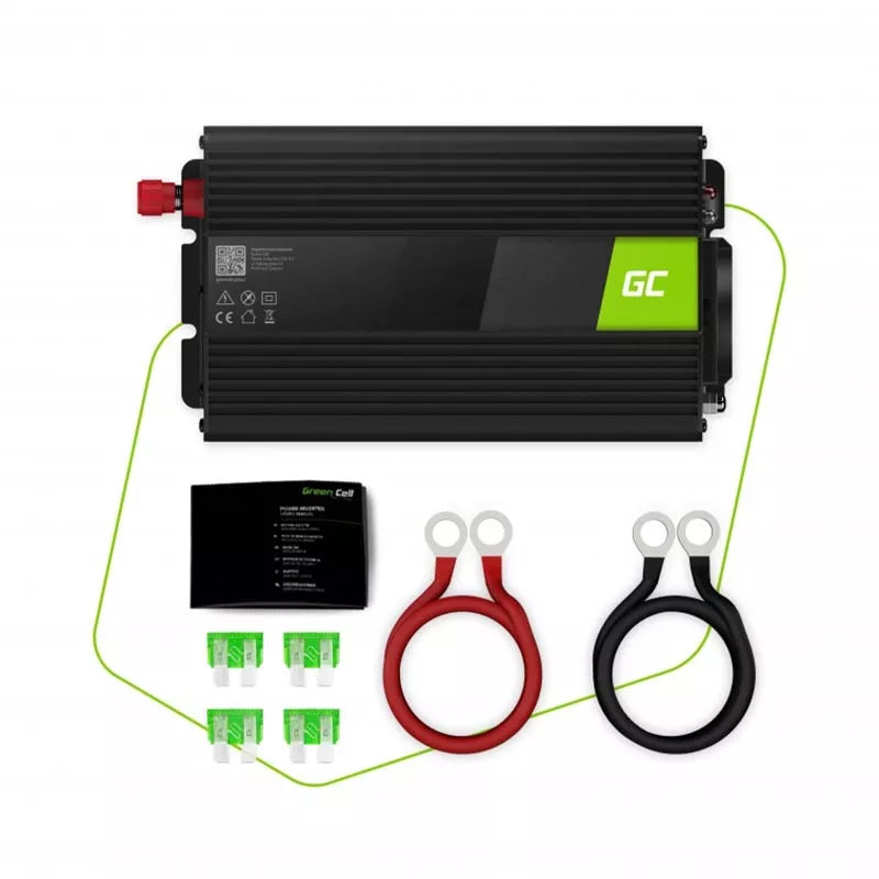 Green Cell - Įtampos keitiklis Inverteris 24V į 230V 1000W / 2000W Modifikuota sinusoidė