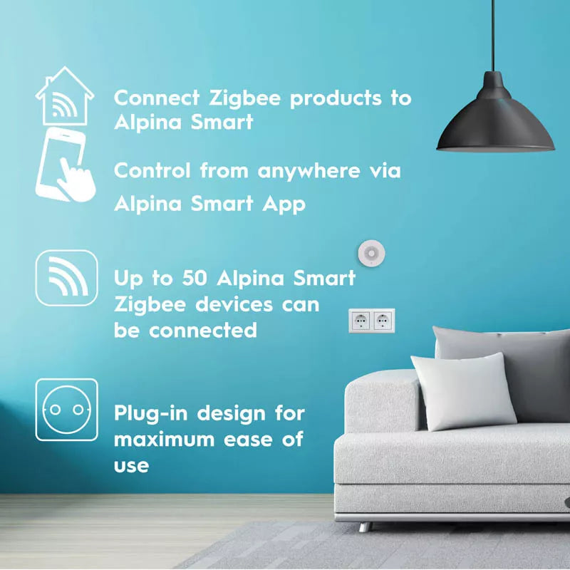 Alpina - Zigbee centrinis mazgas (šaltinis), skirtas prijungti įrenginius pagal šį standartą.