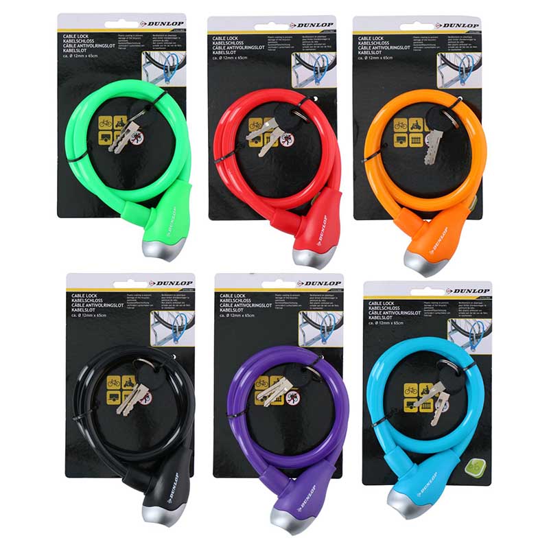 Dunlop - Raktinis spiralinis dviračio užraktas (Raudonas)