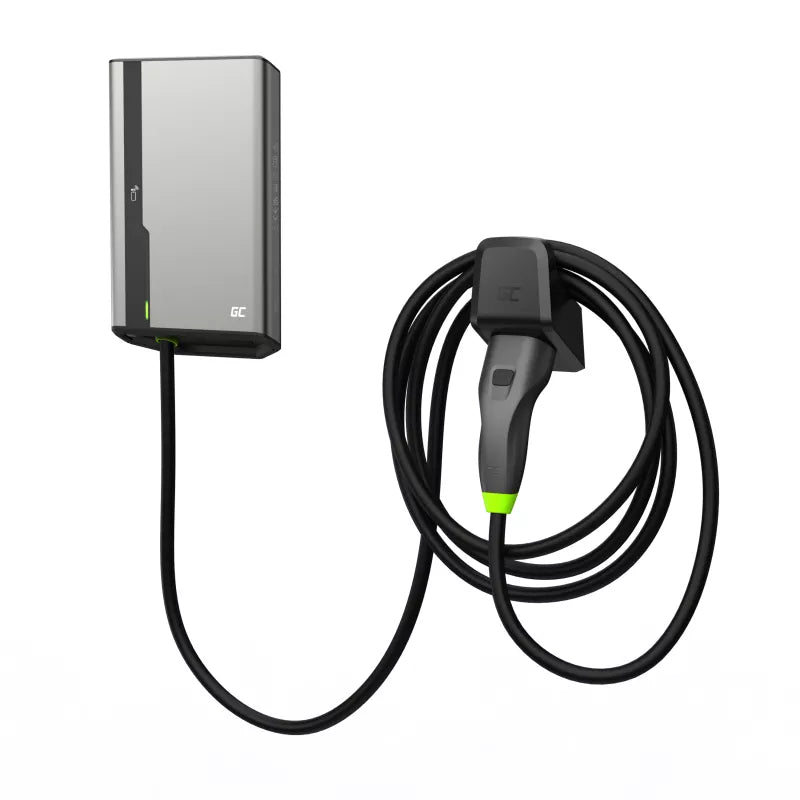 Green Cell - HabuDen Sieninė įkrovimo stotelė 22kW 32A 7.5m Tipo 2 elektromobiliams (EV) su GC Bluetooth WiFi NFC programėle