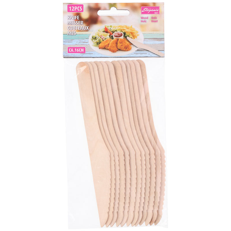 Cuisine Elegance - Vienkartiniai mediniai peiliai, 12 vnt.