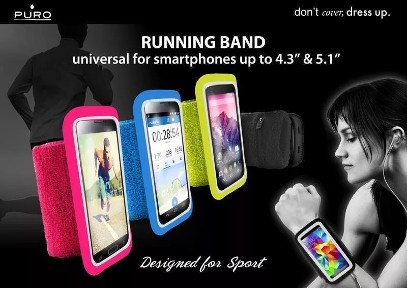 PURO Bėgimo juosta – Universali apyrankė bėgimui telefonams iki 4.3 colio su kišenėle raktui (rožinė)